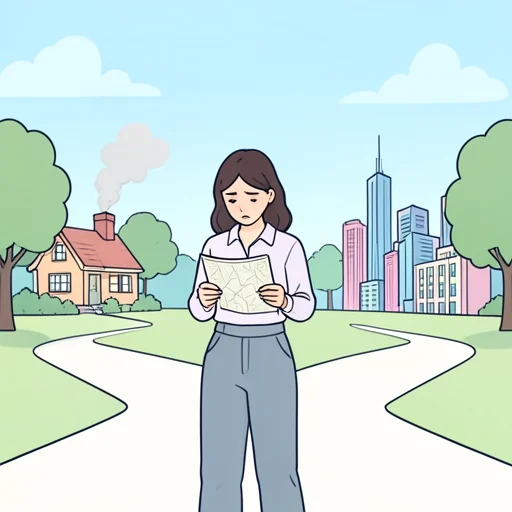 彼女はどちらの方向に進むべきか迷っていた - Bildwörterbuch