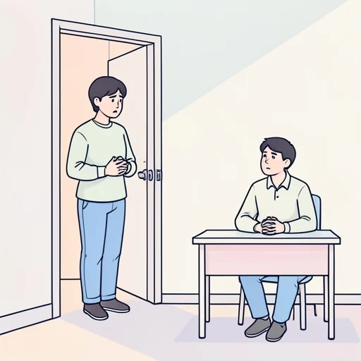 彼女は援助を求めたいと思いつつもなかなか言い出せないでいる - Bildwörterbuch
