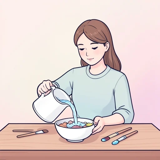 彼女は絵の具を水で溶いた - Bildwörterbuch