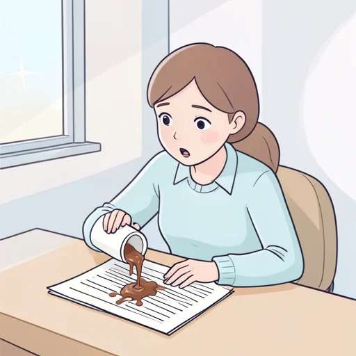 彼女は不注意で大事な書類を汚してしまった - Bildwörterbuch