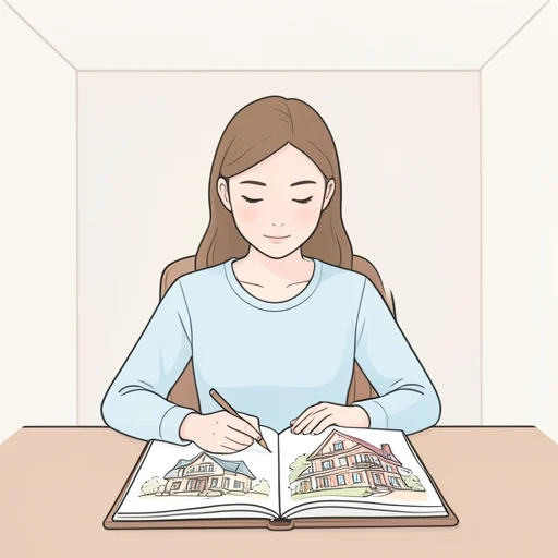 彼女は現実と理想が交じった願望を抱いてる - Bildwörterbuch