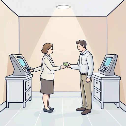 彼女は銀行でお金を下ろして彼に渡した - Bildwörterbuch