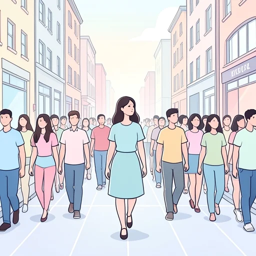 彼女は群衆の中で一人だけ違う方向を見ていた - Bildwörterbuch
