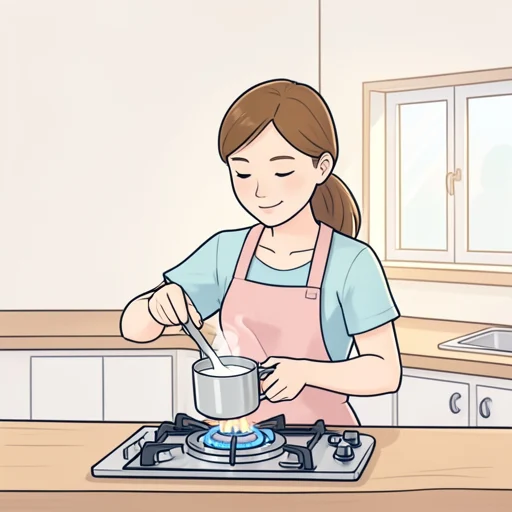 彼女は牛乳を温めて飲んだ - Bildwörterbuch