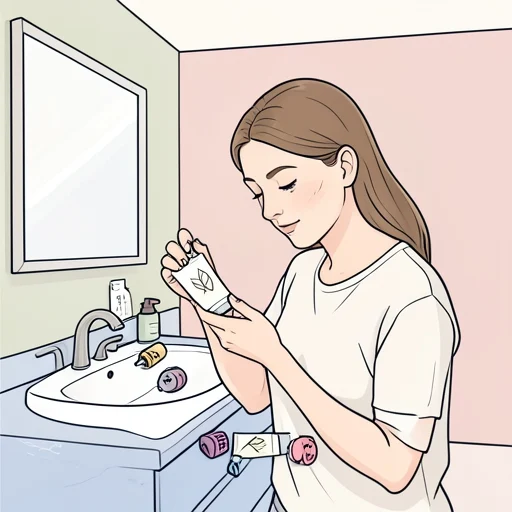 彼女は肌に優しい化粧品だけ使う - Bildwörterbuch