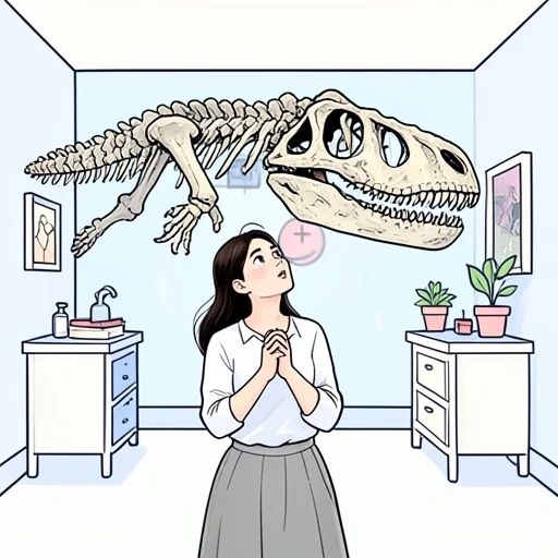 彼女は博物館で化石を見て感動した - Bildwörterbuch
