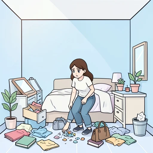 彼女は部屋に物を散らかして怒られた - Bildwörterbuch