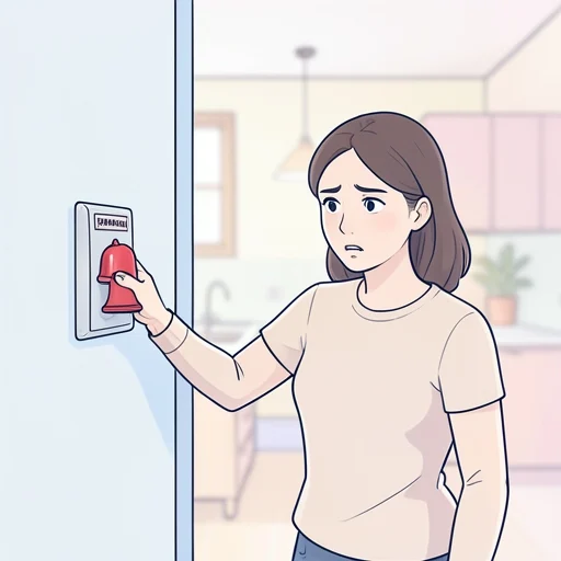 彼女は非常ベルを鳴らして通報した - Bildwörterbuch