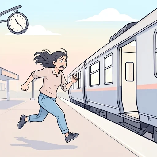 彼女は必死に走って電車に間に合った - Bildwörterbuch