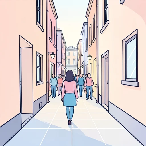 彼女は人混みを避けるために裏道を選んだ - Bildwörterbuch