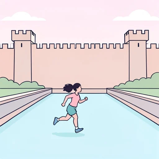 彼女、濠沿いをランニングしてる - Bildwörterbuch