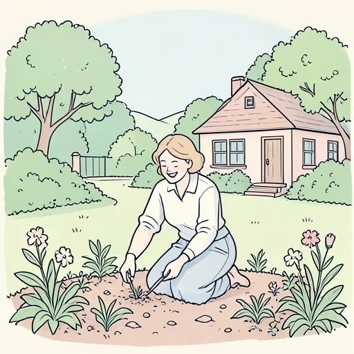 彼女は田舎での暮らしを楽しんでいる - Bildwörterbuch