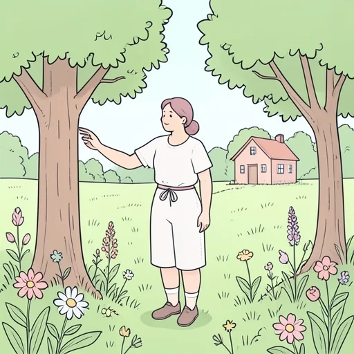 彼女は田舎に住んで自然に触れてる - Bildwörterbuch