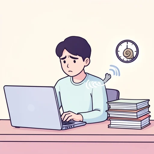 彼女はインターネットの速度が遅すぎて作業が進まない - Bildwörterbuch