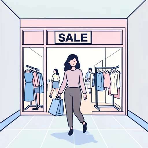 彼女は衣料品のセールに行った - Bildwörterbuch
