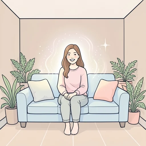彼女はいつも微笑んでいて周りの空気が和らぐ - Bildwörterbuch