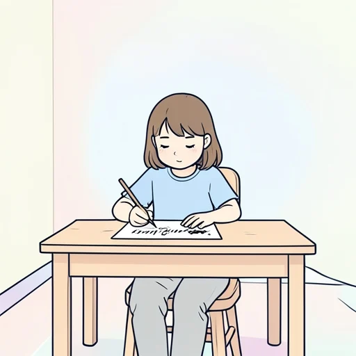 彼女は自分の名前を美しい字で書く練習をしてる - Bildwörterbuch