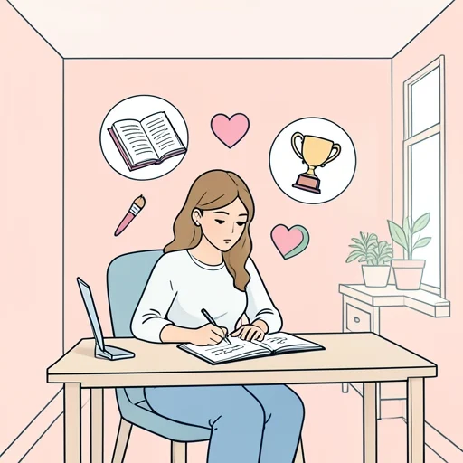 彼女は自己肯定感を高める方法を探してる - Bildwörterbuch
