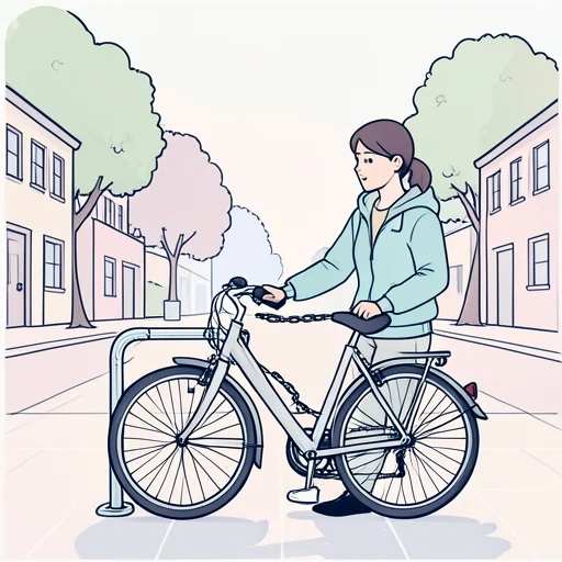 彼女は自転車に鎖をかけた - Bildwörterbuch