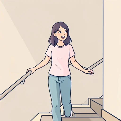 彼女は階段を上りながら話しかけてきた - Bildwörterbuch