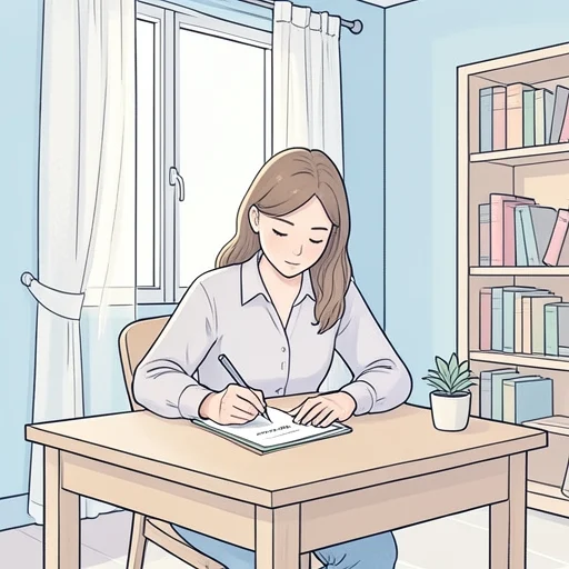 彼女は紙に彼の名前を丁寧に書き留めた - Bildwörterbuch