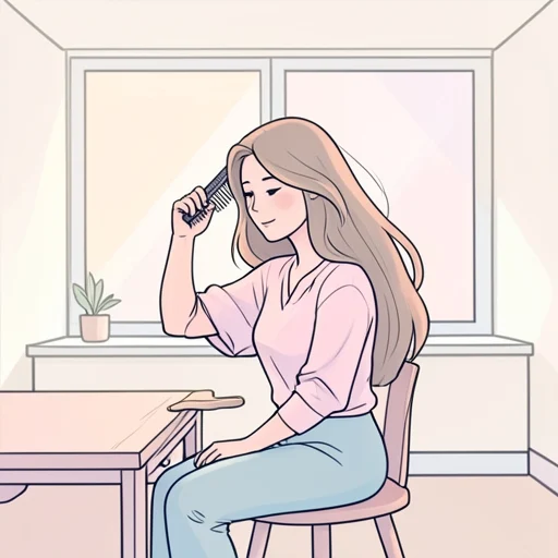 彼女は髪に櫛を抜くように滑らかに通した - Bildwörterbuch