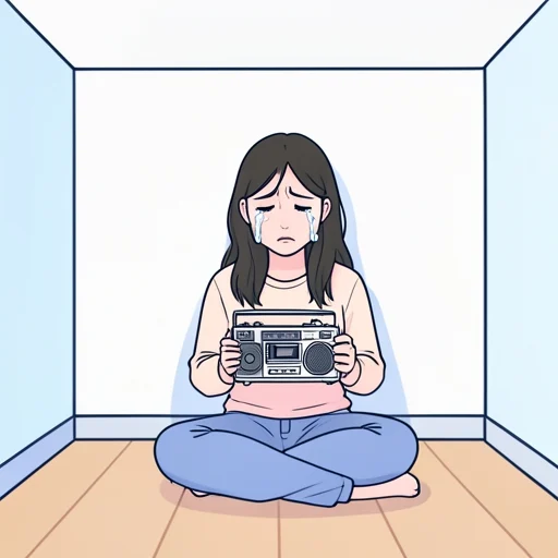 ラジオカセから古い歌が流れています。 - Bildwörterbuch
