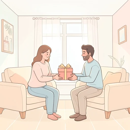 彼女は彼女のプレゼントを受け取った - Bildwörterbuch