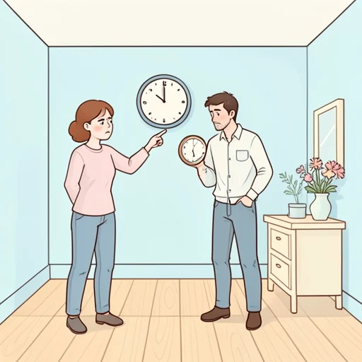彼女は彼の遅刻を駄目だと言った - Bildwörterbuch