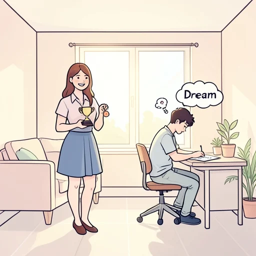 彼女は彼の夢を最後まで応援することを決めた - Bildwörterbuch