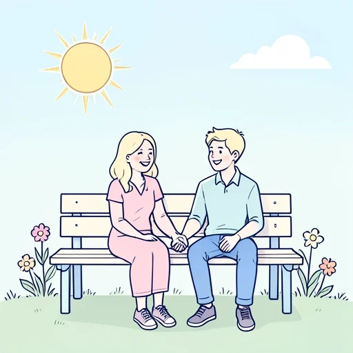 彼女は彼との時間が楽しい - Bildwörterbuch