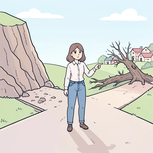 彼女は危険な場所を除いて安全な道を選んだ - Bildwörterbuch