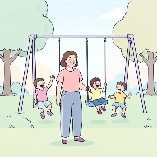 彼女は子供が無邪気に笑う姿を見て安心する - Bildwörterbuch
