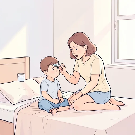 彼女は子供の体温を測ってから病院に連れて行った - Bildwörterbuch