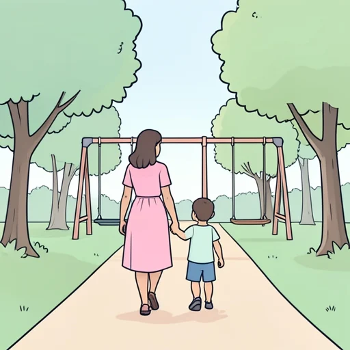 彼女は子供を連れて公園に出かけた - Bildwörterbuch