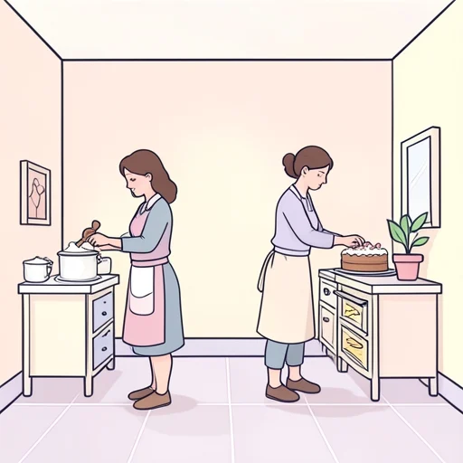 彼女は小麦粉を粉にしてケーキを焼いた - Bildwörterbuch