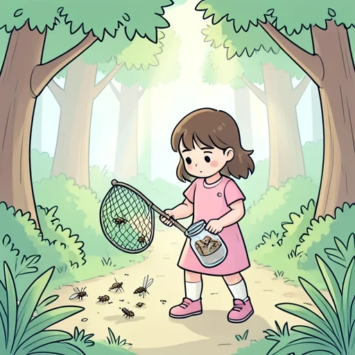 彼女は昆虫の採集に夢中で休みのたびに森に出かける - Bildwörterbuch
