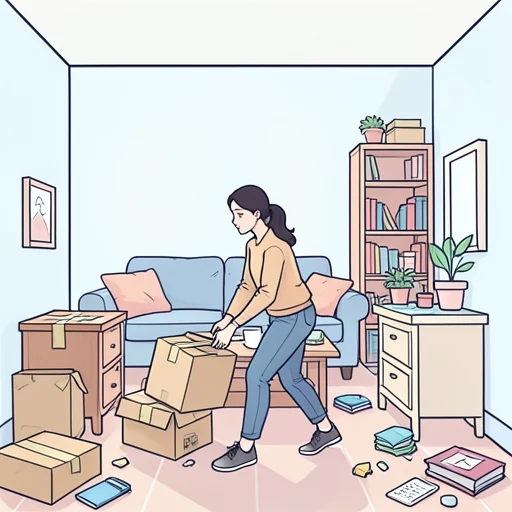 彼女は今月中に引っ越す予定で慌ただしい - Bildwörterbuch