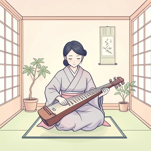彼女は琴の演奏が得意だ - Bildwörterbuch