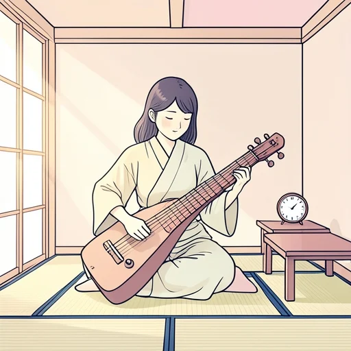 彼女は琴の音色が大好きで毎日30分は練習すると決めた - Bildwörterbuch