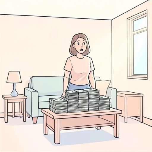 彼女は高額な札束を前に一瞬言葉を失った - Bildwörterbuch