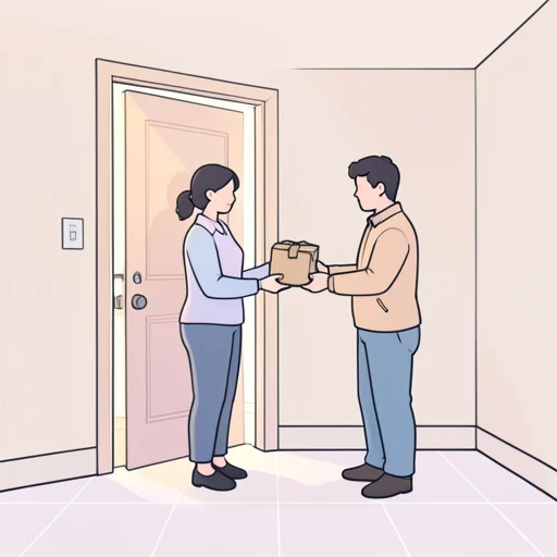 彼女は小包を受け取った - Bildwörterbuch