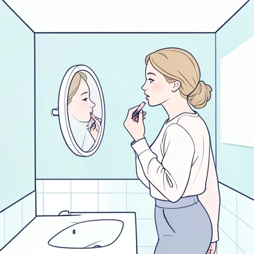 彼女は唇に紅を薄く塗った - Bildwörterbuch