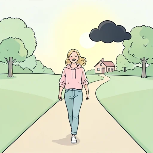 彼女は暗い過去を抱えてるけど前を向いて生きている - Bildwörterbuch
