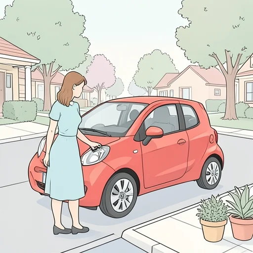 彼女は車を止した - Bildwörterbuch