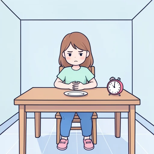 彼女は空腹でお腹が鳴るまで我慢した - Bildwörterbuch