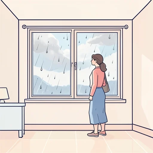 彼女は今日は曇りで午後から雨が降るらしい - Bildwörterbuch