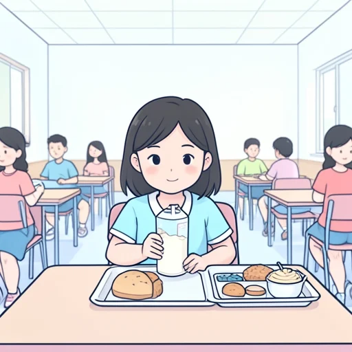 彼女は給食の牛乳を半分しか飲まなかった - Bildwörterbuch