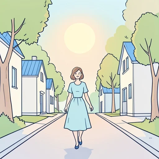 彼女は毎朝散歩することで一日を始めると決めた - Bildwörterbuch