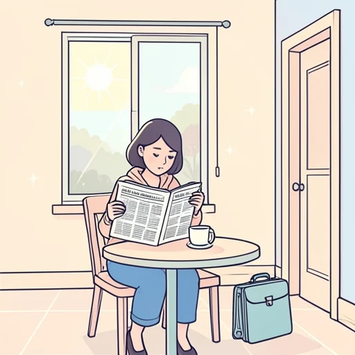 彼女は毎朝新聞を読んでから会社に出かけてる - Bildwörterbuch